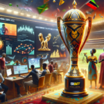 alt_text: Logo 1xBet dan judul artikel tentang perubahan konten judi di Afrika oleh EMO78 News.